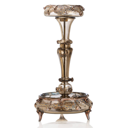 Surtout de table d'Auguste Jean, verre fumé métallisé, décor émaillé polychrome, décor japonisant, collection Philippe Olland